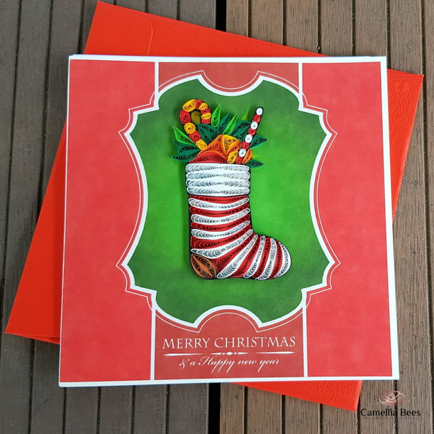Red Xmas Blank Inside suitable for Framing Christmas Cards Assortment Set of 3 cards-1 of each design Handmade Quilling Art 3D Holiday Greeting Cards with Envelopes 6x6. 